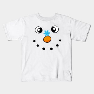 funny Christmas snowman face Kids T-Shirt